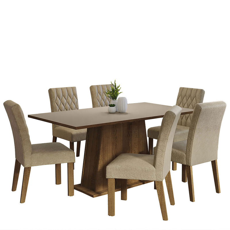 Combo Comedor Y Sillas Britney Marron 160x79cm De 6 Puestos