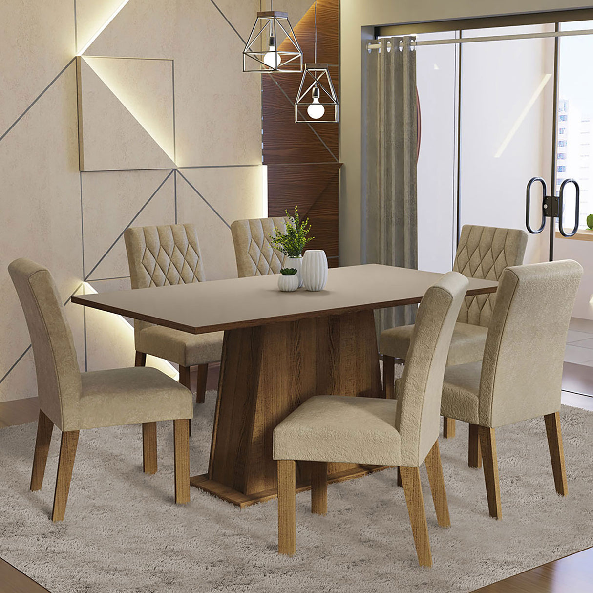 Combo Comedor y Sillas Britney Marron 160x79cm de 6 Puestos - Comedores | Bylmo