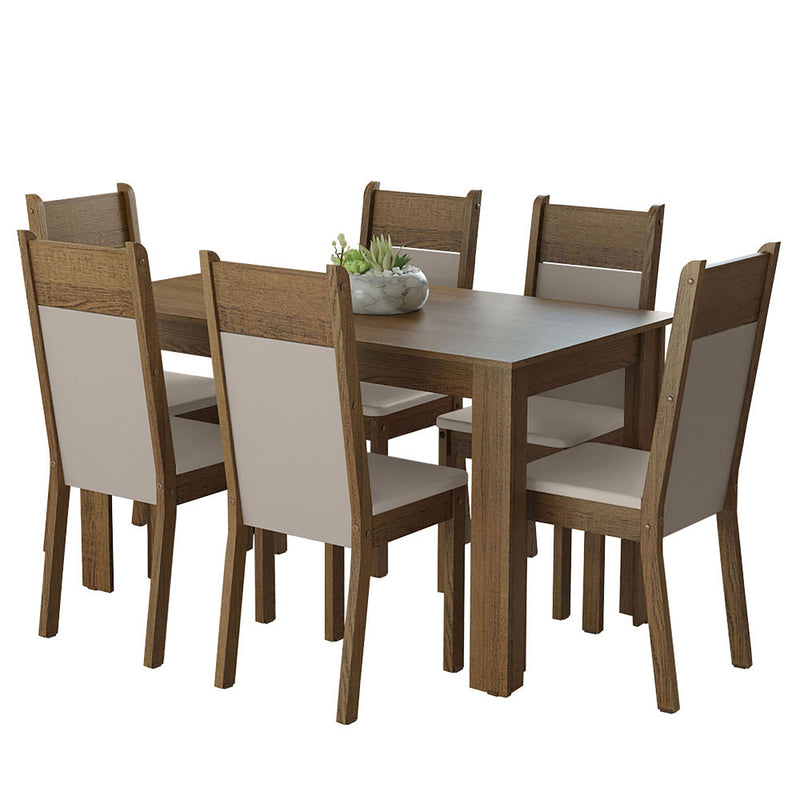 Combo Comedor Y Sillas Bahamas Marron 136x76cm De 6 Puestos