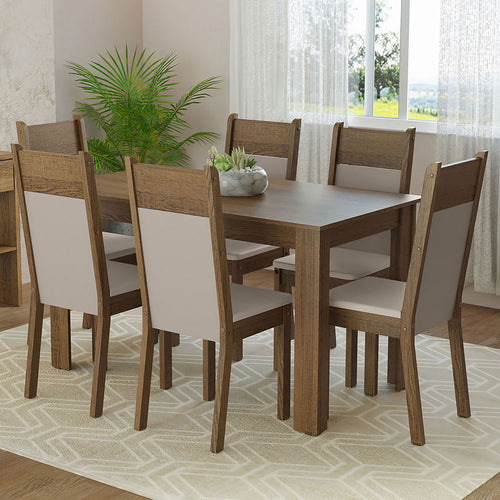 Combo Comedor Y Sillas Bahamas Marron 136x76cm De 6 Puestos