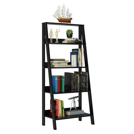 Estantería Ellie Negro 61x140cm en Escalera con Cinco Entrepaños - Bibliotecas y Estanterías | Bylmo