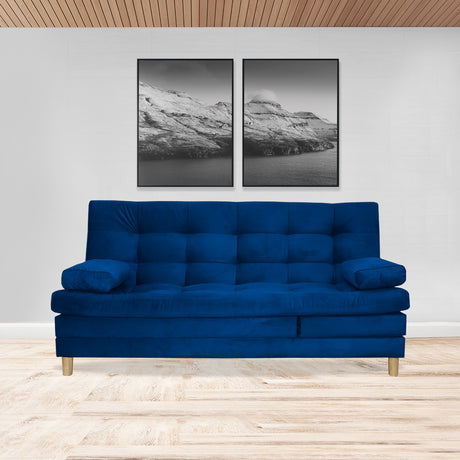 Sofacama Bieri Azul Petróleo 180x95cm de Tres Puestos Reclinable - Sofas y Poltronas | Bylmo