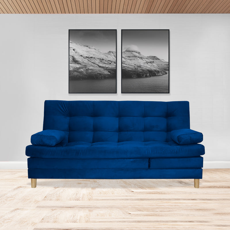 Sofacama Bieri Azul Petróleo 180x95cm De Tres Puestos Reclinable