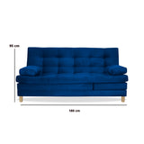 Sofacama Bieri Azul Petróleo 180x95cm de Tres Puestos Reclinable - Sofas y Poltronas | Bylmo
