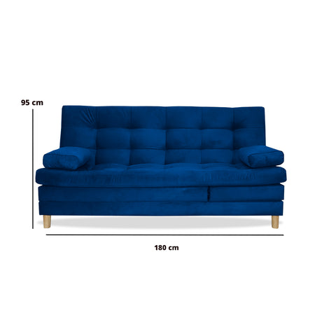 Sofacama Bieri Azul Petróleo 180x95cm de Tres Puestos Reclinable - Sofas y Poltronas | Bylmo