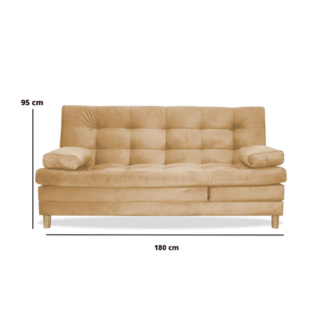 Sofacama Bieri Camel 180x95cm de Tres Puestos Reclinable - Sofas y Poltronas | Bylmo
