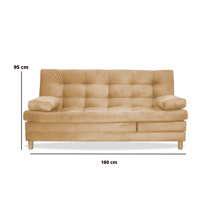 Sofacama Bieri Camel 180x95cm De Tres Puestos Reclinable