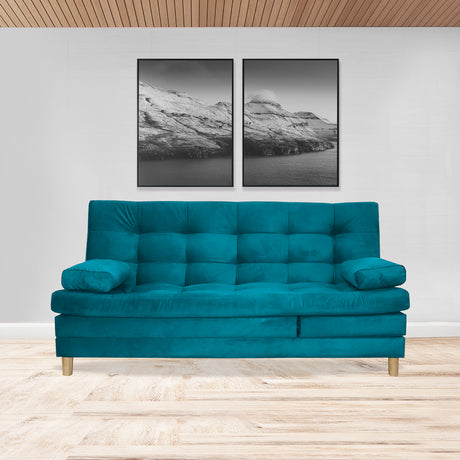 Sofacama Bieri Turquesa 180x95cm de Tres Puestos Reclinable - Sofas y Poltronas | Bylmo