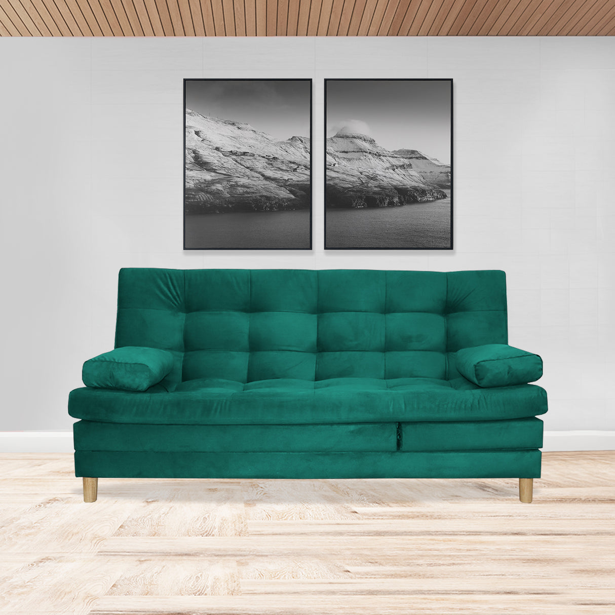 Sofacama Bieri Verde 180x95cm de Tres Puestos Reclinable - Sofas y Poltronas | Bylmo