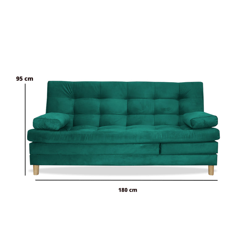 Sofacama Bieri Verde 180x95cm De Tres Puestos Reclinable