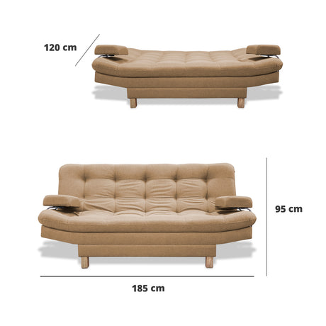 Sofacama Brunner Camel 185x90cm de Tres Puestos Reclinable - Sofas y Poltronas | Bylmo
