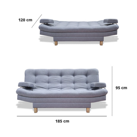 Sofacama Brunner Gris 185x90cm de Tres Puestos Reclinable - Sofas y Poltronas | Bylmo