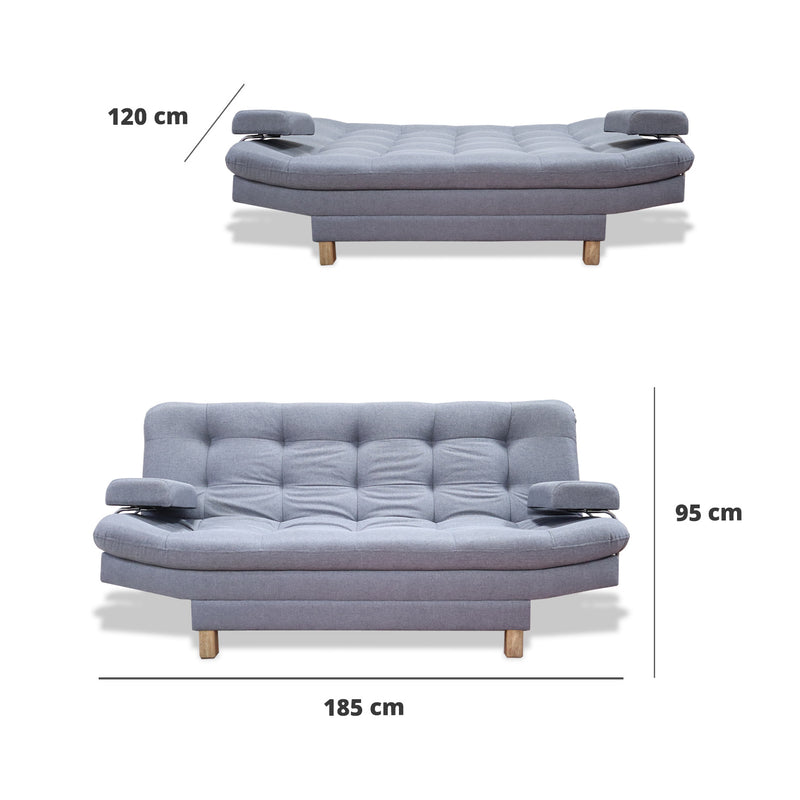 Sofacama Brunner Gris 185x90cm De Tres Puestos Reclinable