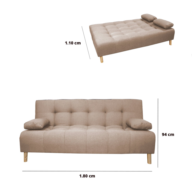 Sofacama Egli Camel 180x94cm De Tres Puestos Reclinable