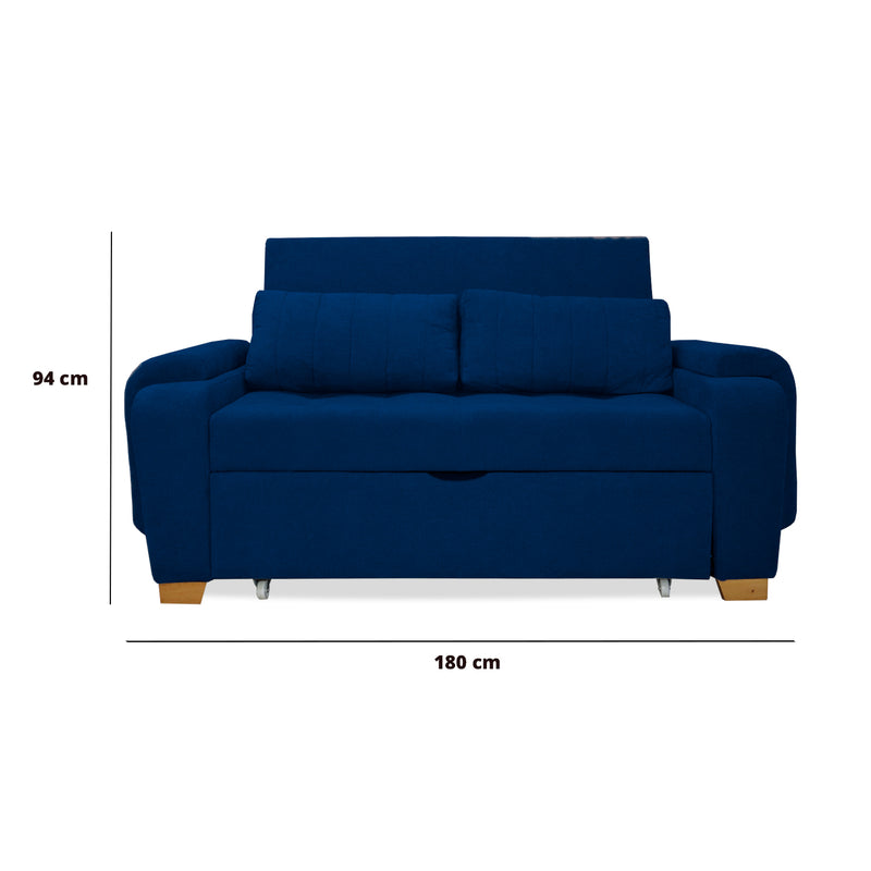 Sofacama Hartmann Azul Petróleo 180x94cm De Dos Puestos Reclinable