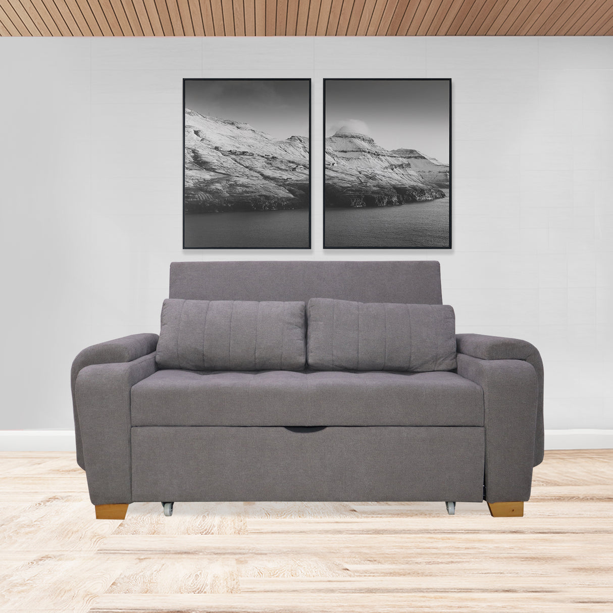 Sofacama Hartmann Gris 180x94cm de Dos Puestos Reclinable - Sofas y Poltronas | Bylmo