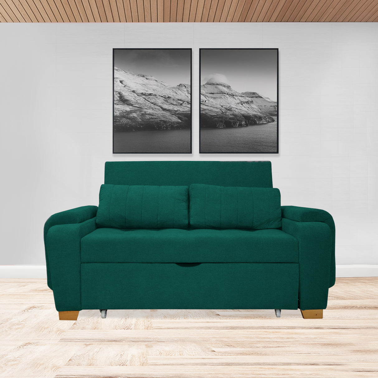 Sofacama Hartmann Verde 180x94cm de Dos Puestos Reclinable - Sofas y Poltronas | Bylmo