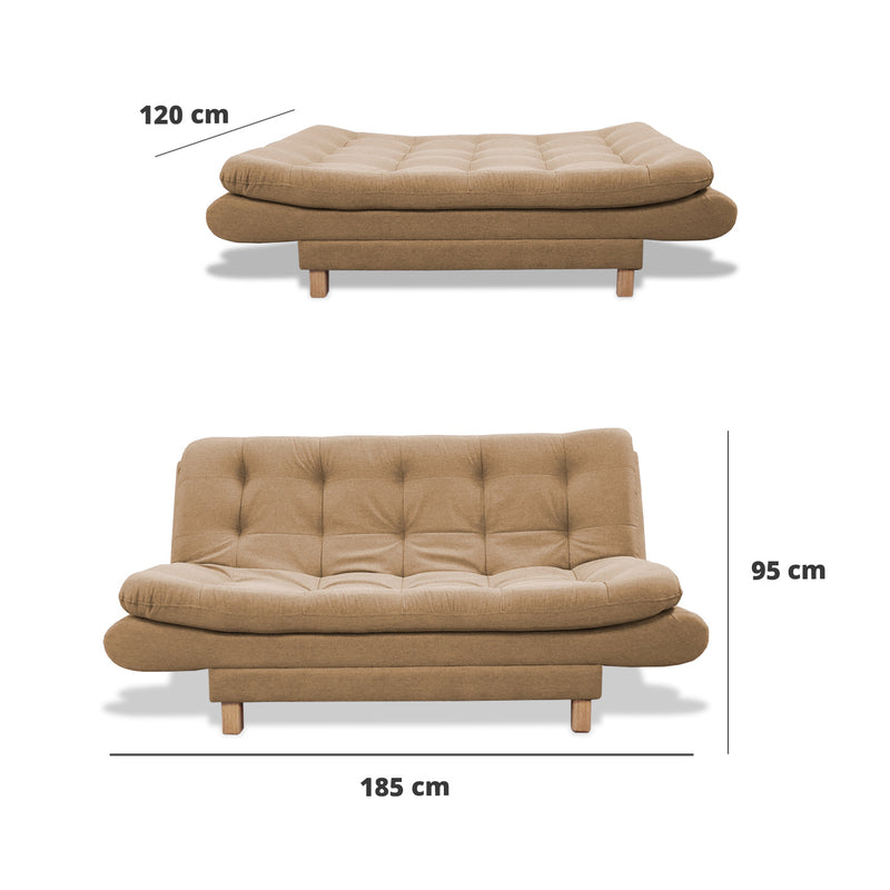 Sofacama Lehmann Camel 175x90cm De Tres Puestos Reclinable