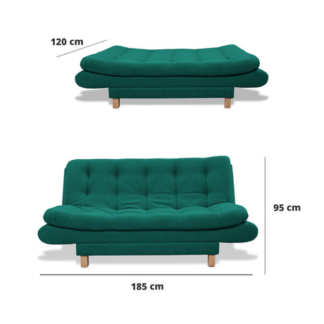 Sofacama Lehmann Verde 175x90cm de Tres Puestos Reclinable - Sofas y Poltronas | Bylmo