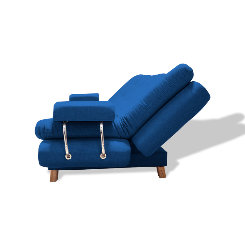 Sofacama Marti Azul Petróleo 175x90cm De Tres Puestos Reclinable