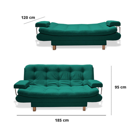 Sofacama Marti Verde 175x90cm de Tres Puestos Reclinable - Sofas y Poltronas | Bylmo