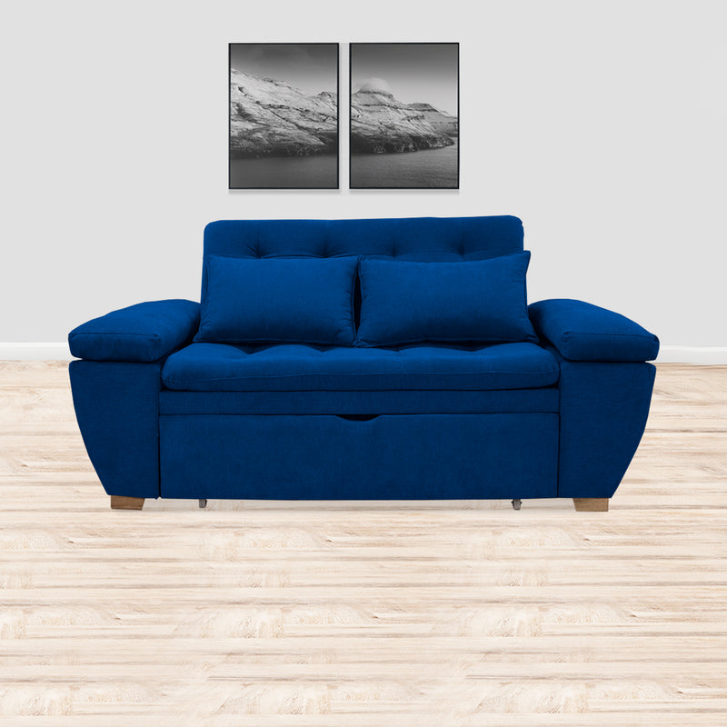 Sofacama Tobler Azul Petróleo 180x95cm De Dos Puestos Reclinable