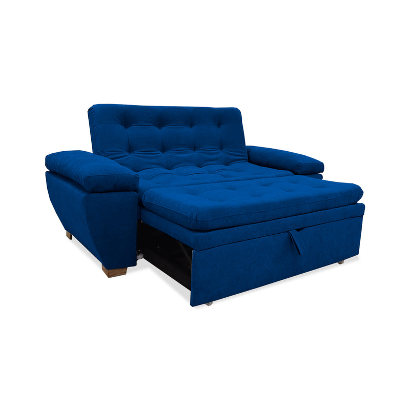 Sofacama Tobler Azul Petróleo 180x95cm De Dos Puestos Reclinable