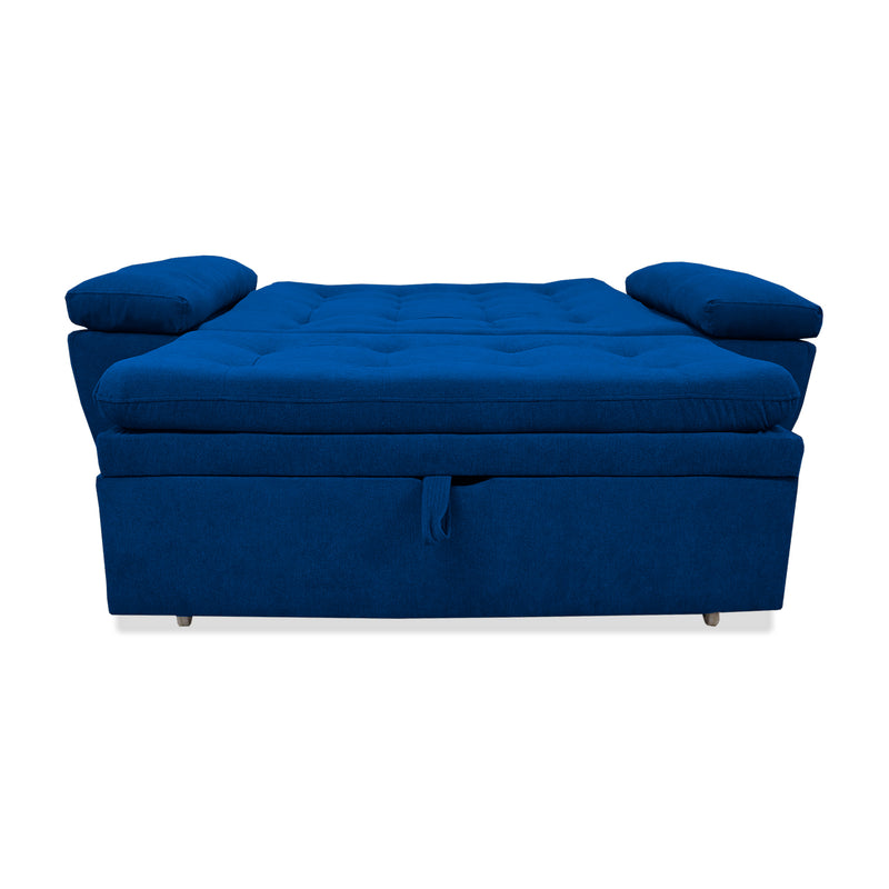 Sofacama Tobler Azul Petróleo 180x95cm De Dos Puestos Reclinable