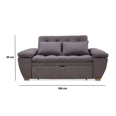 Sofacama Tobler Gris 180x95cm de Dos Puestos Reclinable - Sofas y Poltronas | Bylmo