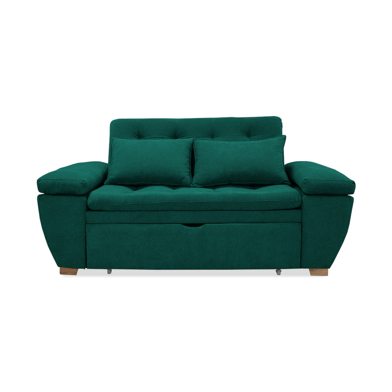 Sofacama Tobler Verde 180x95cm De Dos Puestos Reclinable