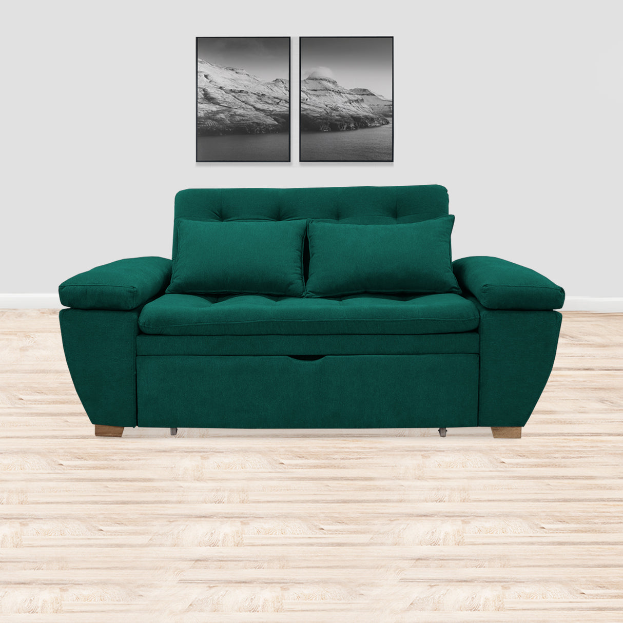 Sofacama Tobler Verde 180x95cm de Dos Puestos Reclinable - Sofas y Poltronas | Bylmo