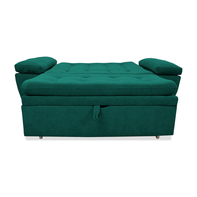 Sofacama Tobler Verde 180x95cm De Dos Puestos Reclinable