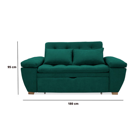 Sofacama Tobler Verde 180x95cm de Dos Puestos Reclinable - Sofas y Poltronas | Bylmo