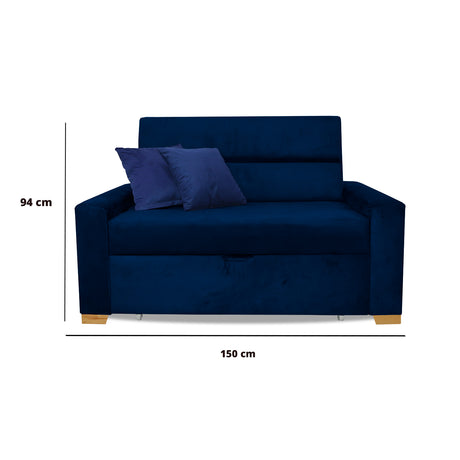 Sofacama Vogel Azul Petróleo 150x94cm de Dos Puestos Reclinable - Sofas y Poltronas | Bylmo