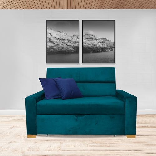 Sofacama Vogel Turquesa 150x94cm De Dos Puestos Reclinable