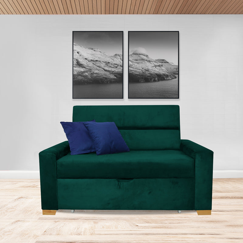 Sofacama Vogel Verde 150x94cm De Dos Puestos Reclinable