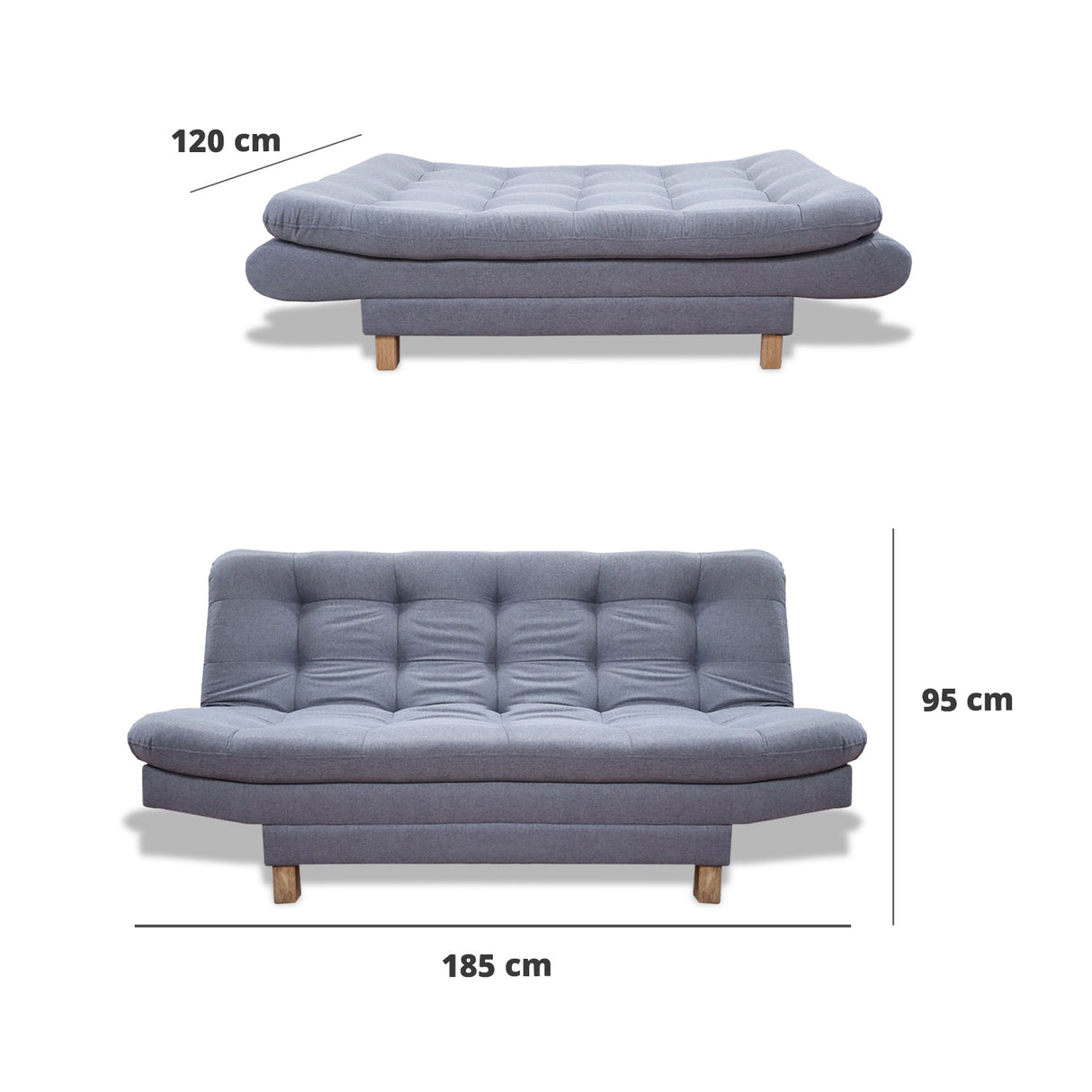 Sofacama Widmer Gris 185x90cm de Tres Puestos Reclinable - Sofas y Poltronas | Bylmo