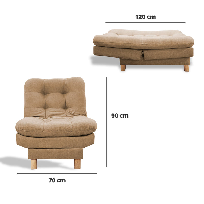 Poltrona Widmer Camel 70x90cm De Un Puesto Reclinable