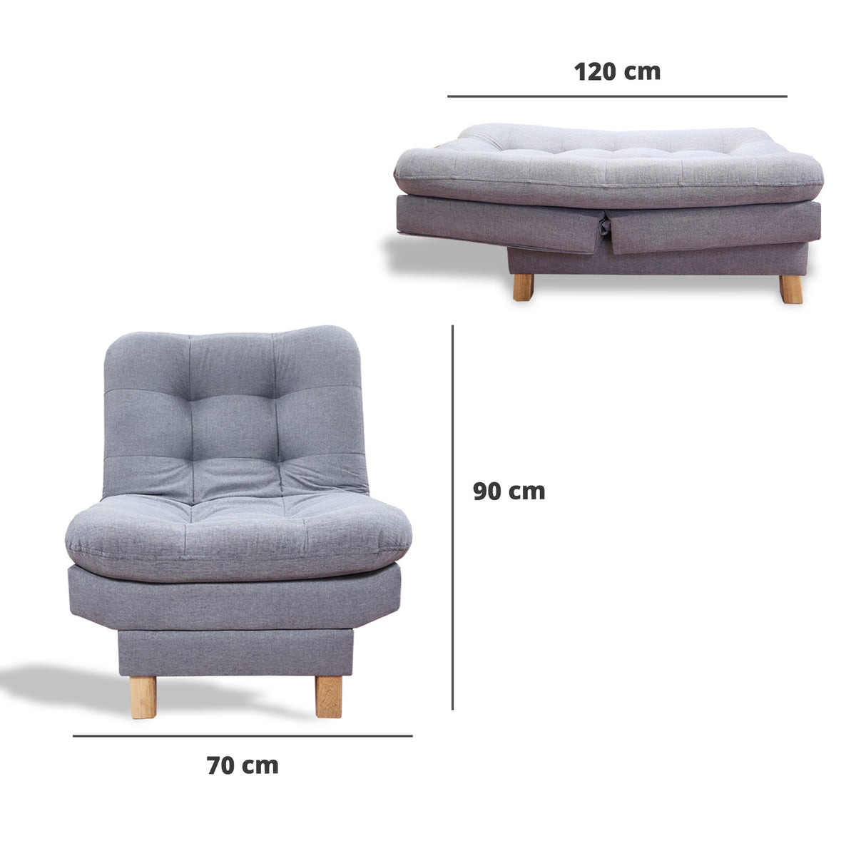 Poltrona Widmer Gris 70x90cm de Un Puesto Reclinable - Sofas y Poltronas | Bylmo