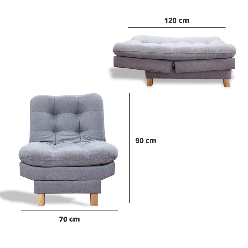 Poltrona Widmer Gris 70x90cm De Un Puesto Reclinable