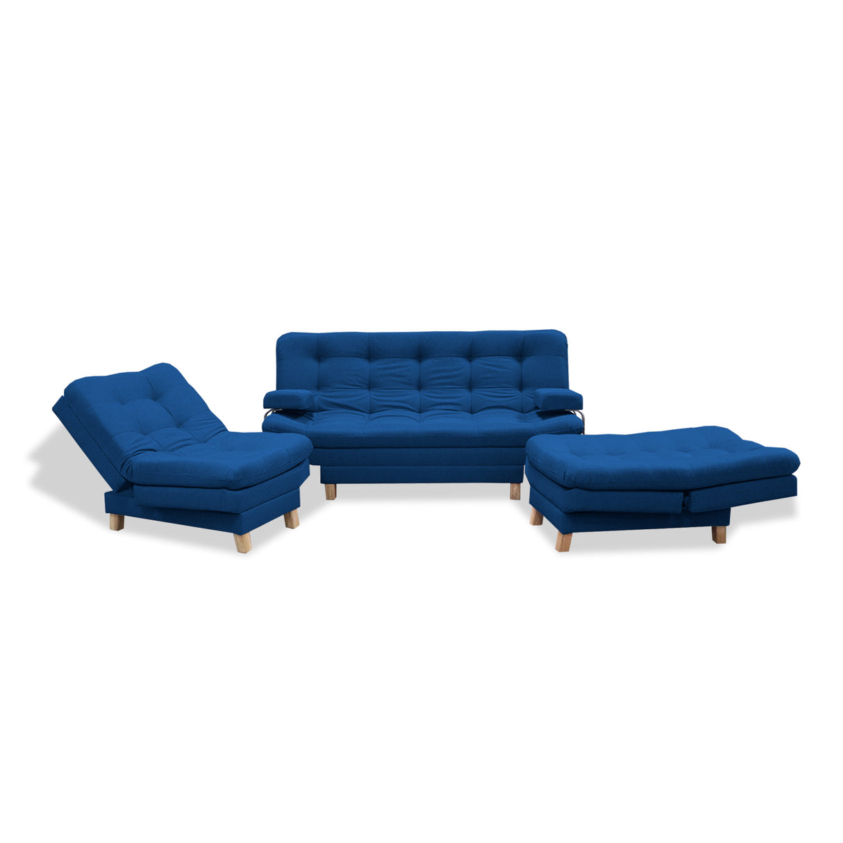 Sala Brunner Azul Petróleo 185x90cm de Cinco Puestos Reclinable - Sofas y Poltronas | Bylmo