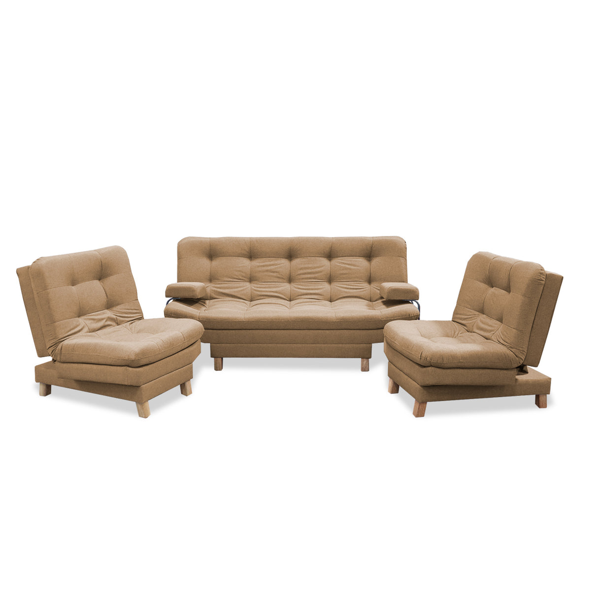 Sala Brunner Camel 185x90cm de Cinco Puestos Reclinable - Sofas y Poltronas | Bylmo
