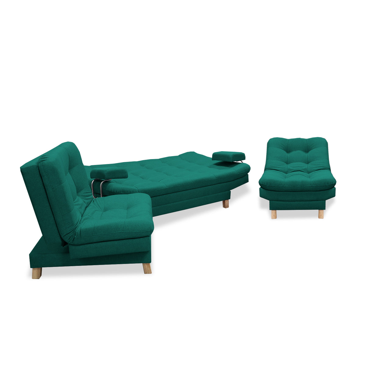 Sala Brunner Verde 185x90cm de Cinco Puestos Reclinable - Sofas y Poltronas | Bylmo