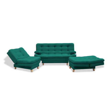 Sala Brunner Verde 185x90cm de Cinco Puestos Reclinable - Sofas y Poltronas | Bylmo
