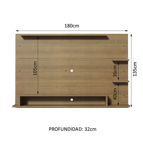 Panel de TV Alfa Marron 180x135cm Para TV Hasta 60 Pulgadas - Muebles de TV | Bylmo