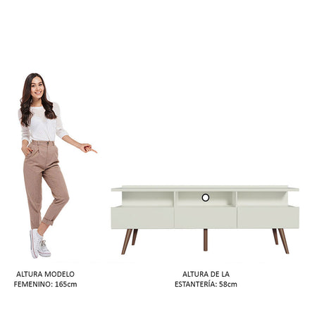 Rack de TV Londres Blanco 160x58cm Para TV Hasta 65 Pulgadas - Muebles de TV | Bylmo