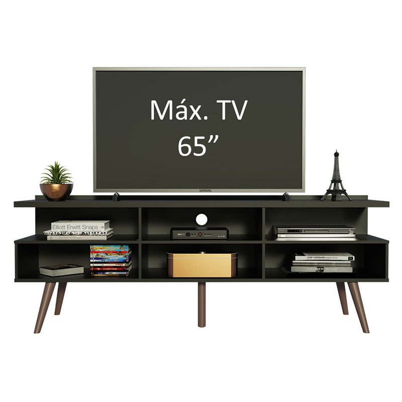 Rack De Tv Londres Negro 160x58cm Para Tv Hasta 65 Pulgadas