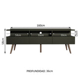 Rack de TV Londres Negro 160x58cm Para TV Hasta 65 Pulgadas - Muebles de TV | Bylmo