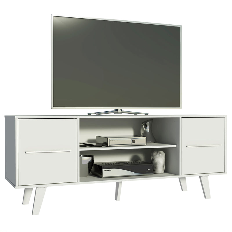 Rack De Tv Copenhague Blanco 136x54cm Para Tv Hasta 55 Pulgadas