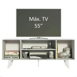 Rack De Tv Copenhague Blanco 136x54cm Para Tv Hasta 55 Pulgadas